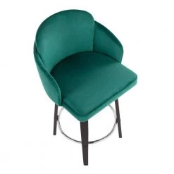 Dahlia 37 in. Green Velvet and Black Wood Counter Height Bar Stool (Set of 2) by Lumisource -Cheap Lumisource Store green velvet black wood lumisource bar stools b26 dahlia r2 bkvgn2 a0 1000