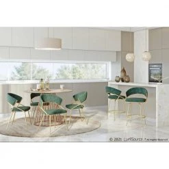 Jie 35.75 in. Green Velvet and Gold Metal Low Back Counter Stool (Set of 2) by Lumisource 15 Jie 35.75 in. Green Velvet and Gold Metal Low Back Counter Stool (Set of 2) by Lumisource -Cheap Lumisource Store green velvet gold metal lumisource bar stools b26 jieclaire g2 auvgn2 31 1000