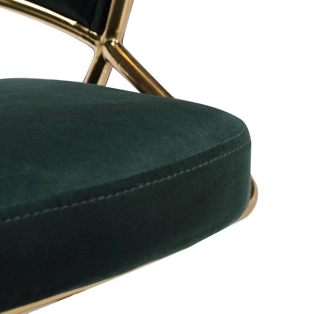 Jie 35.75 in. Green Velvet and Gold Metal Low Back Counter Stool (Set of 2) by Lumisource 8 Jie 35.75 in. Green Velvet and Gold Metal Low Back Counter Stool (Set of 2) by Lumisource - Image 6