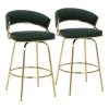 Jie 35.75 in. Green Velvet and Gold Metal Low Back Counter Stool (Set of 2) by Lumisource 1 Jie 35.75 in. Green Velvet and Gold Metal Low Back Counter Stool (Set of 2) by Lumisource -Cheap Lumisource Store green velvet gold metal lumisource bar stools b26 jieclaire g2 auvgn2 64 1000