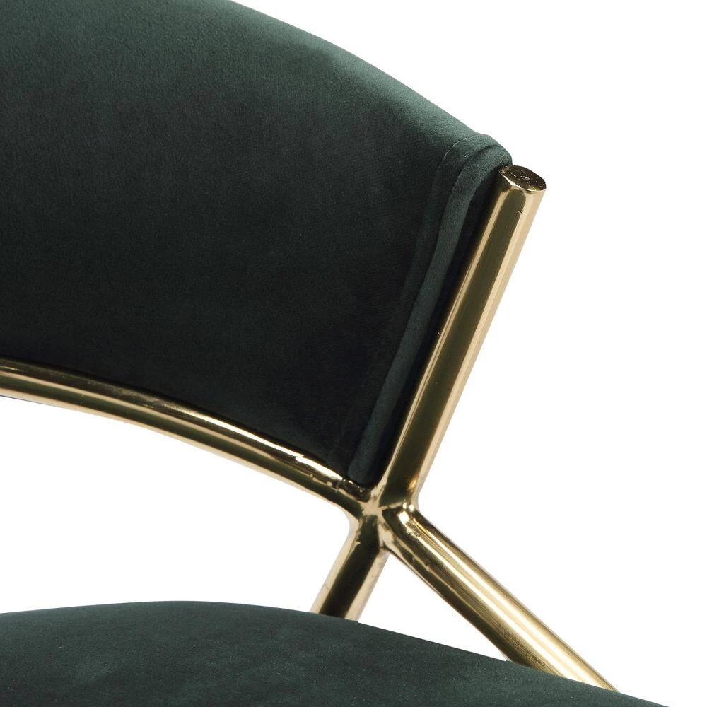 Jie 35.75 in. Green Velvet and Gold Metal Low Back Counter Stool (Set of 2) by Lumisource 7 Jie 35.75 in. Green Velvet and Gold Metal Low Back Counter Stool (Set of 2) by Lumisource - Image 5