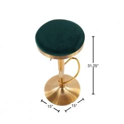 Dakota 31.75 in. Green Velvet and Gold Metal Adjustable Bar Stool (Set of 2) by Lumisource -Cheap Lumisource Store green velvet gold metal lumisource bar stools bs dakota auvgn2 40 1000