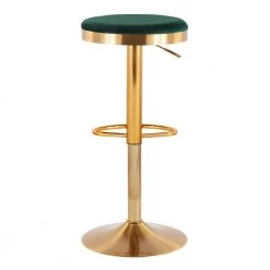 Dakota 31.75 in. Green Velvet and Gold Metal Adjustable Bar Stool (Set of 2) by Lumisource -Cheap Lumisource Store green velvet gold metal lumisource bar stools bs dakota auvgn2 66 1000