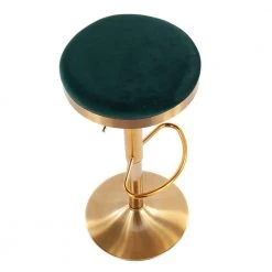 Dakota 31.75 in. Green Velvet and Gold Metal Adjustable Bar Stool (Set of 2) by Lumisource -Cheap Lumisource Store green velvet gold metal lumisource bar stools bs dakota auvgn2 a0 1000