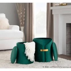 Dahlia Green Velvet Ottoman Set with Gold Accent by Lumisource 11 Dahlia Green Velvet Ottoman Set with Gold Accent by Lumisource -Cheap Lumisource Store green velvet lumisource ottomans ot2 dahlia auvgn 77 1000
