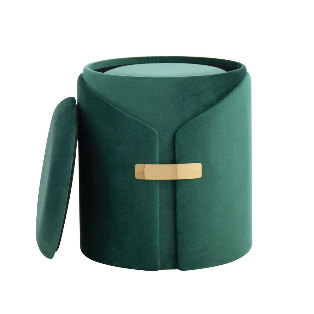 Dahlia Green Velvet Ottoman Set with Gold Accent by Lumisource 7 Dahlia Green Velvet Ottoman Set with Gold Accent by Lumisource - Image 5