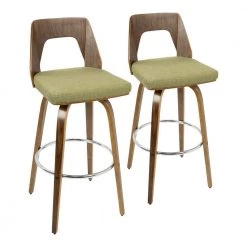 Trilogy 30 in. Walnut and Green Fabric Bar Stool (Set of 2) by Lumisource