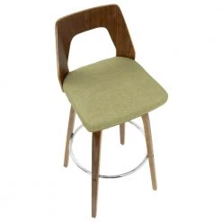 Trilogy 30 in. Walnut and Green Fabric Bar Stool (Set of 2) by Lumisource -Cheap Lumisource Store green walnut lumisource bar stools b30 trilor wlgn2 a0 1000