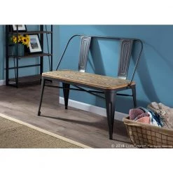 Oregon Grey and Brown Industrial Bench by Lumisource -Cheap Lumisource Store grey brown lumisource dining benches bc or gy bn 31 1000
