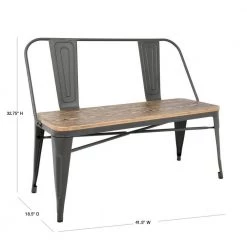 Oregon Grey and Brown Industrial Bench by Lumisource -Cheap Lumisource Store grey brown lumisource dining benches bc or gy bn 40 1000