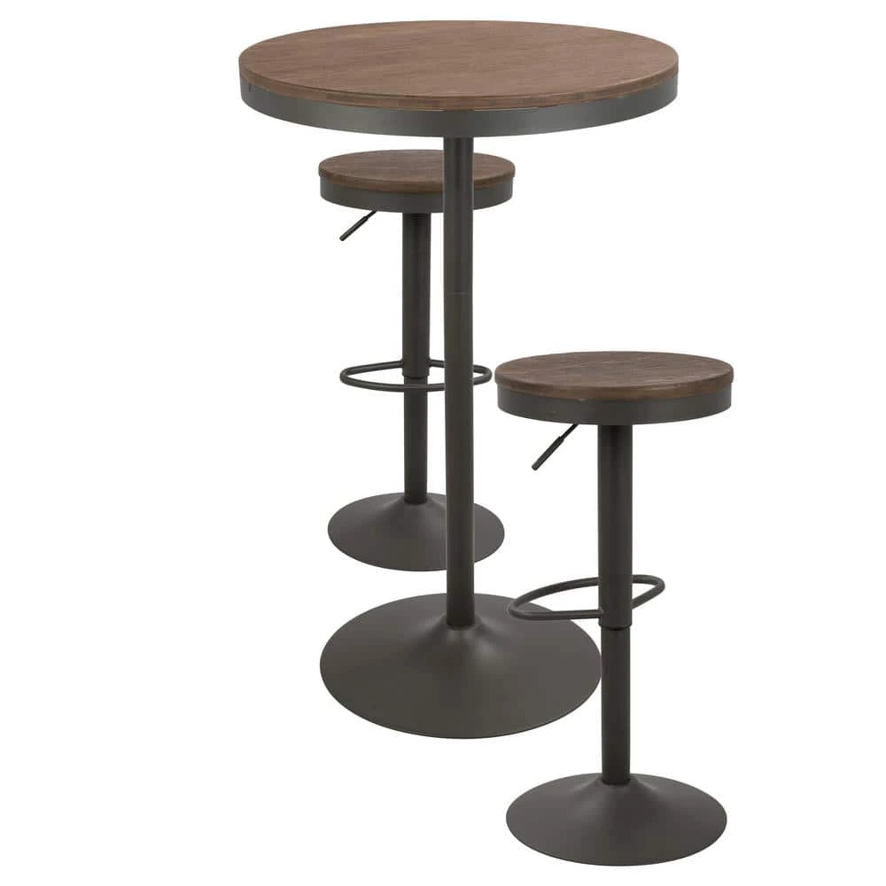 Dakota 3-Piece Grey and Brown Pub Set by Lumisource 4 Dakota 3-Piece Grey and Brown Pub Set by Lumisource - Image 2
