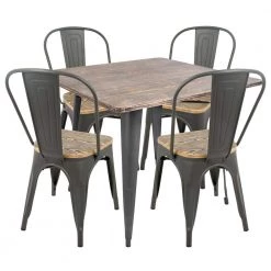 Oregon 5-Piece Grey and Brown Dining Set by Lumisource