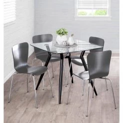 Bentwood Stacker Grey and Chrome Contemporary Dining Chair (Set of 4) by Lumisource -Cheap Lumisource Store grey chrome lumisource dining chairs dc tw stak gy4 31 1000