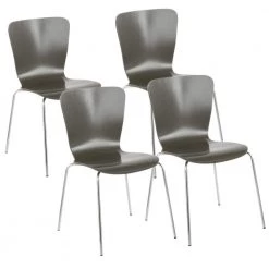 Bentwood Stacker Grey and Chrome Contemporary Dining Chair (Set of 4) by Lumisource