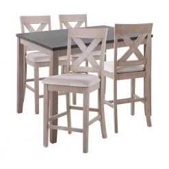 Harper 5-Piece Grey and Espresso Wood Counter Height Dining Set by Lumisource