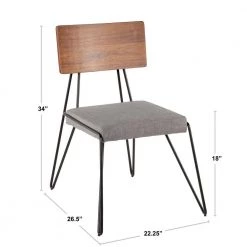 Black Metal Loft Chair with Grey Fabric and Walnut Wood Accent (Set of 2) by Lumisource 17 Black Metal Loft Chair with Grey Fabric and Walnut Wood Accent (Set of 2) by Lumisource -Cheap Lumisource Store grey fabric black metal lumisource dining chairs ch loft bk gy2 1f 1000