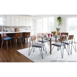 Black Metal Loft Chair with Grey Fabric and Walnut Wood Accent (Set of 2) by Lumisource 19 Black Metal Loft Chair with Grey Fabric and Walnut Wood Accent (Set of 2) by Lumisource -Cheap Lumisource Store grey fabric black metal lumisource dining chairs ch loft bk gy2 31 1000