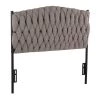 Braided Matisse 41.5 in. W Grey Fabric and Black Metal Upholstered Twin Headboard by Lumisource