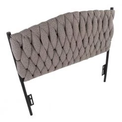 Braided Matisse 41.5 in. W Grey Fabric and Black Metal Upholstered Twin Headboard by Lumisource -Cheap Lumisource Store grey fabric black metal lumisource headboards hbt braidmat bkgy a0 1000