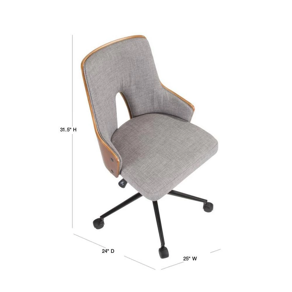 Stella Walnut and Grey Office Chair by Lumisource 5 Stella Walnut and Grey Office Chair by Lumisource - Image 3