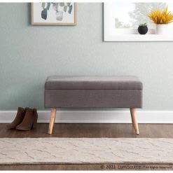 Storage Grey Fabric and Natural Wood Bench (16.75 x 31 x 15.50) by Lumisource -Cheap Lumisource Store grey fabric natural wood lumisource bedroom benches bc storage nagy 31 1000