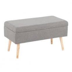 Storage Grey Fabric and Natural Wood Bench (16.75 x 31 x 15.50) by Lumisource