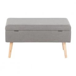 Storage Grey Fabric and Natural Wood Bench (16.75 x 31 x 15.50) by Lumisource -Cheap Lumisource Store grey fabric natural wood lumisource bedroom benches bc storage nagy 66 1000