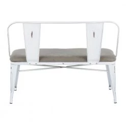 Oregon Grey and Vintage White Upholstered Bench by Lumisource -Cheap Lumisource Store grey fabric vintage white metal lumisource bedroom benches bc orup vw gy 66 1000