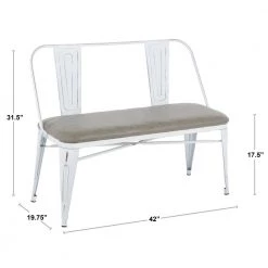 Oregon Grey and Vintage White Upholstered Bench by Lumisource -Cheap Lumisource Store grey fabric vintage white metal lumisource bedroom benches bc orup vw gy c3 1000
