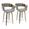 Elisa 33 in. Counter Height Bar Stool in Grey Fabric and Walnut Wood (Set of 2) by Lumisource -Cheap Lumisource Store grey fabric walnut wood lumisource bar stools b24 elisa2 swvr wlgy2 64 1000