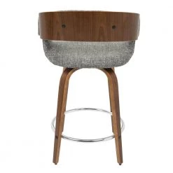 Elisa 33 in. Counter Height Bar Stool in Grey Fabric and Walnut Wood (Set of 2) by Lumisource 10 Elisa 33 in. Counter Height Bar Stool in Grey Fabric and Walnut Wood (Set of 2) by Lumisource -Cheap Lumisource Store grey fabric walnut wood lumisource bar stools b24 elisa2 swvr wlgy2 66 1000