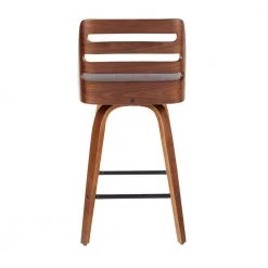 Trevi 36.25 in. Counter Height Bar Stool in Grey Fabric and Walnut Wood (Set of 2) by Lumisource -Cheap Lumisource Store grey fabric walnut wood lumisource bar stools b26 trevi2 swvx wlgy2 66 1000