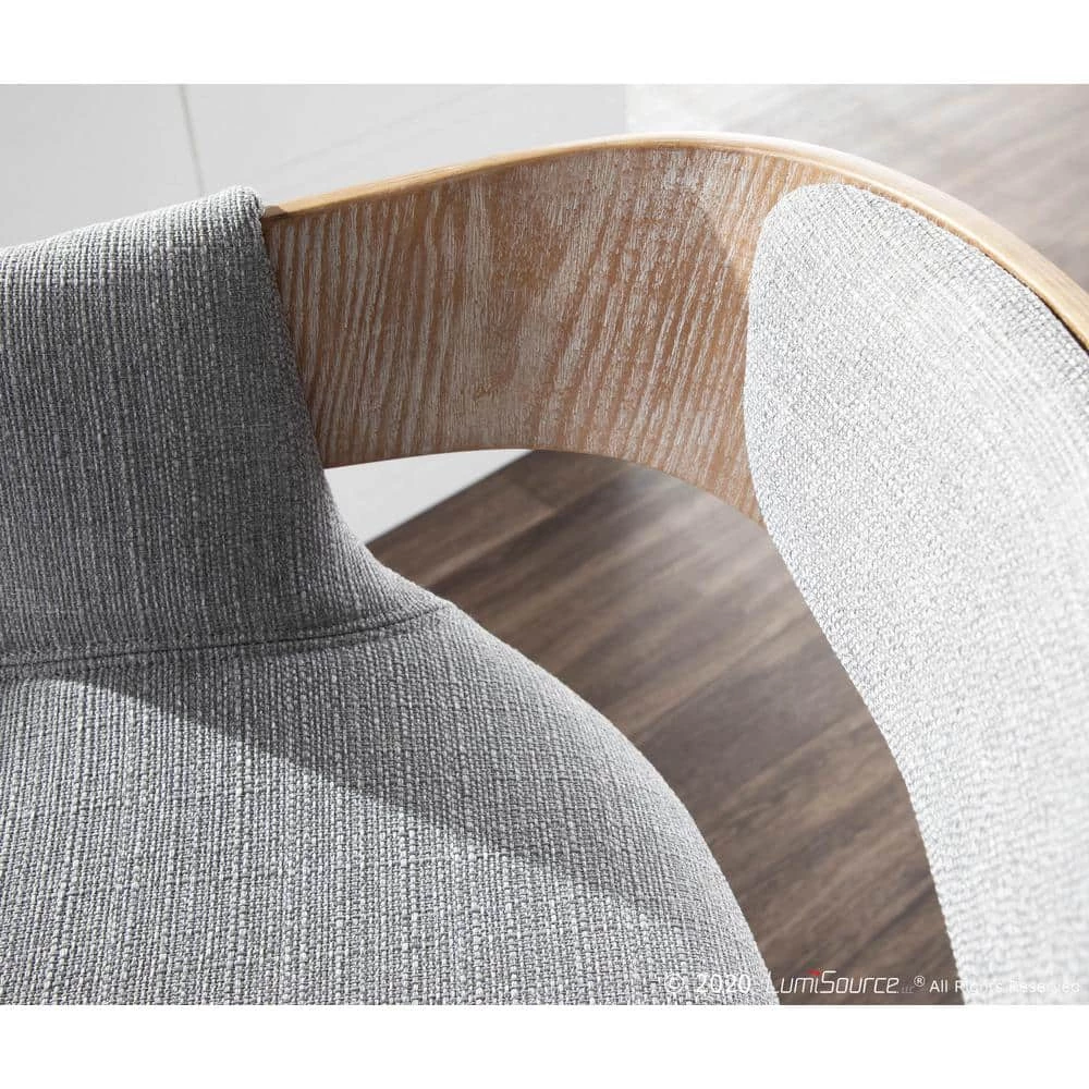 Elisa 34.5 in. Counter Height Bar Stool in Grey Fabric and White Washed Wood (Set of 2) by Lumisource 9 Elisa 34.5 in. Counter Height Bar Stool in Grey Fabric and White Washed Wood (Set of 2) by Lumisource - Image 7