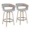 Elisa 34.5 in. Counter Height Bar Stool in Grey Fabric and White Washed Wood (Set of 2) by Lumisource -Cheap Lumisource Store grey fabric white washed wood lumisource bar stools b26 elisa2 swvr wwgy2 64 1000