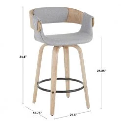 Elisa 34.5 in. Counter Height Bar Stool in Grey Fabric and White Washed Wood (Set of 2) by Lumisource 22 Elisa 34.5 in. Counter Height Bar Stool in Grey Fabric and White Washed Wood (Set of 2) by Lumisource -Cheap Lumisource Store grey fabric white washed wood lumisource bar stools b26 elisa2 swvr wwgy2 fa 1000