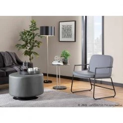 Duke Grey Faux Leather and Black Steel Arm Chair by Lumisource 15 Duke Grey Faux Leather and Black Steel Arm Chair by Lumisource -Cheap Lumisource Store grey faux leather black steel lumisource accent chairs chr duke bkpugy 31 1000