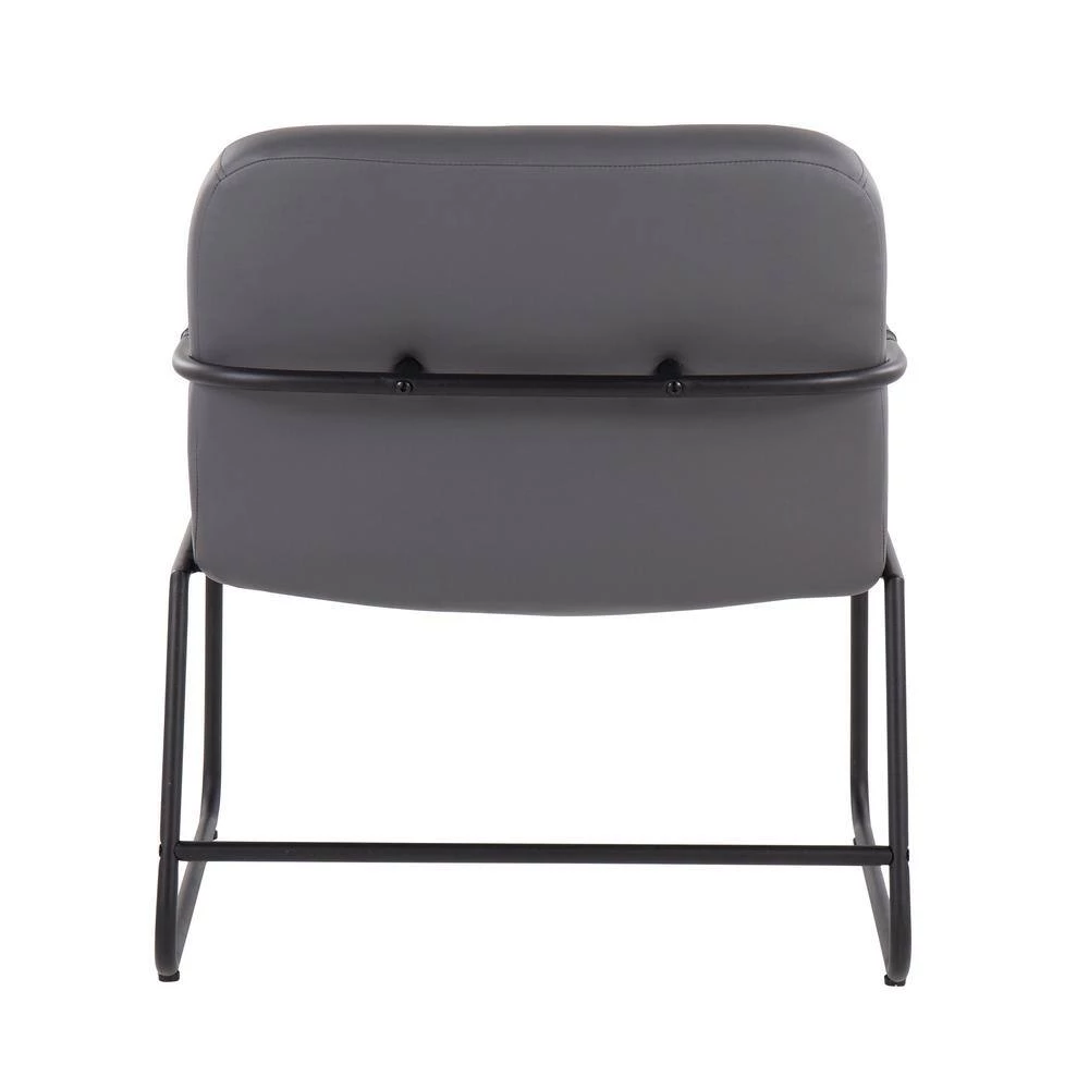 Duke Grey Faux Leather and Black Steel Arm Chair by Lumisource 7 Duke Grey Faux Leather and Black Steel Arm Chair by Lumisource - Image 5