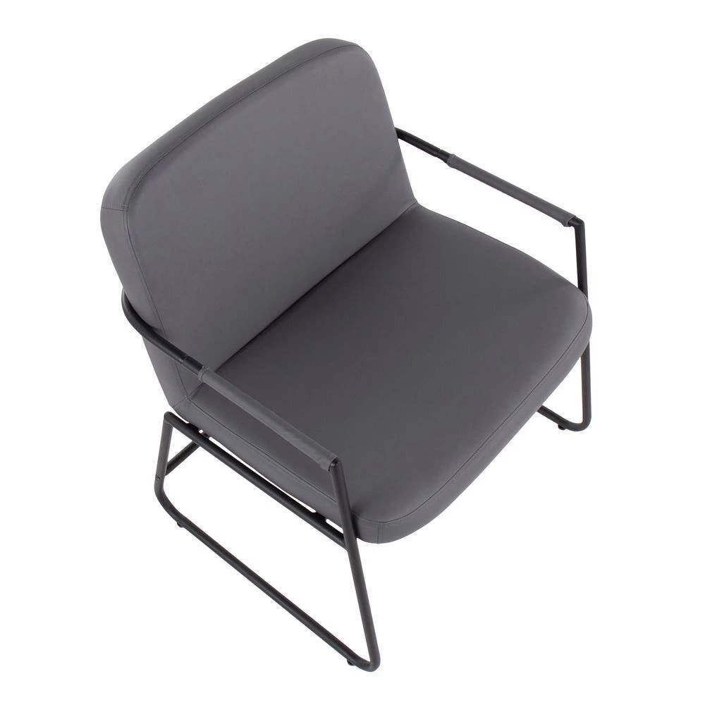 Duke Grey Faux Leather and Black Steel Arm Chair by Lumisource 6 Duke Grey Faux Leather and Black Steel Arm Chair by Lumisource - Image 4
