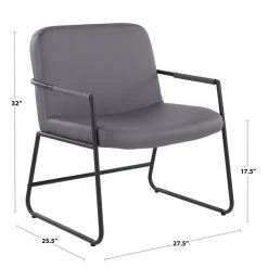 Duke Grey Faux Leather and Black Steel Arm Chair by Lumisource 14 Duke Grey Faux Leather and Black Steel Arm Chair by Lumisource -Cheap Lumisource Store grey faux leather black steel lumisource accent chairs chr duke bkpugy c3 1000