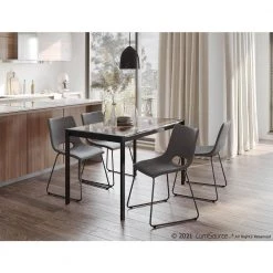 Robbi Grey Faux Leather and Black Steel Side Chair (Set of 2) by Lumisource -Cheap Lumisource Store grey faux leather black steel lumisource dining chairs ch robbi bkgy2 31 1000