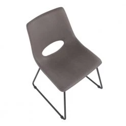 Robbi Grey Faux Leather and Black Steel Side Chair (Set of 2) by Lumisource -Cheap Lumisource Store grey faux leather black steel lumisource dining chairs ch robbi bkgy2 a0 1000