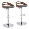 Cassis 38 in. Adjustable Bar Stool in Grey Faux Leather and Chrome with Walnut Wood (Set of 2) by Lumisource 2 Cassis 38 in. Adjustable Bar Stool in Grey Faux Leather and Chrome with Walnut Wood (Set of 2) by Lumisource -Cheap Lumisource Store grey faux leather chrome lumisource bar stools bs cass2 swvovl wlgy2 64 1000