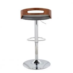 Cassis 38 in. Adjustable Bar Stool in Grey Faux Leather and Chrome with Walnut Wood (Set of 2) by Lumisource 12 Cassis 38 in. Adjustable Bar Stool in Grey Faux Leather and Chrome with Walnut Wood (Set of 2) by Lumisource -Cheap Lumisource Store grey faux leather chrome lumisource bar stools bs cass2 swvovl wlgy2 66 1000