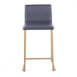Mara 34.5 in. Grey Faux Leather and Gold Metal High Back Counter Stool (Set of 2) by Lumisource -Cheap Lumisource Store grey faux leather gold metal lumisource bar stools b26 maraup augy2 31 1000
