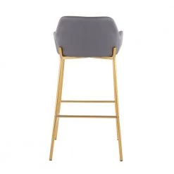 Daniella 38 in. Fixed Height Grey Faux Leather and Gold Steel Bar Stool (Set of 2) by Lumisource -Cheap Lumisource Store grey faux leather gold steel lumisource bar stools b30 dnla2 aupugy2 66 1000