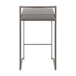 Fuji 26 in. Antique Stackable Counter Stool with Grey Faux Leather Cushion (Set of 2) by Lumisource -Cheap Lumisource Store grey faux leather lumisource bar stools b26 fuji angy2 66 1000