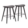 Saddle 25 in. Black Counter Stool in Grey Faux Leather with Black Metal (Set of 2) by Lumisource 2 Saddle 25 in. Black Counter Stool in Grey Faux Leather with Black Metal (Set of 2) by Lumisource -Cheap Lumisource Store grey faux leather lumisource bar stools b26 sadl bkgy2 64 1000