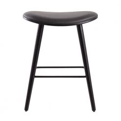Saddle 25 in. Black Counter Stool in Grey Faux Leather with Black Metal (Set of 2) by Lumisource -Cheap Lumisource Store grey faux leather lumisource bar stools b26 sadl bkgy2 66 1000