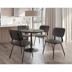 Foundry Grey Faux Leather Chair with Grey Stitching (Set of 2) by Lumisource -Cheap Lumisource Store grey faux leather lumisource dining chairs ch fndy bk gy2 31 1000