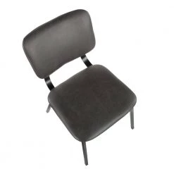 Foundry Grey Faux Leather Chair with Grey Stitching (Set of 2) by Lumisource -Cheap Lumisource Store grey faux leather lumisource dining chairs ch fndy bk gy2 a0 1000